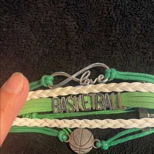 Green and White Basketball Bracelet